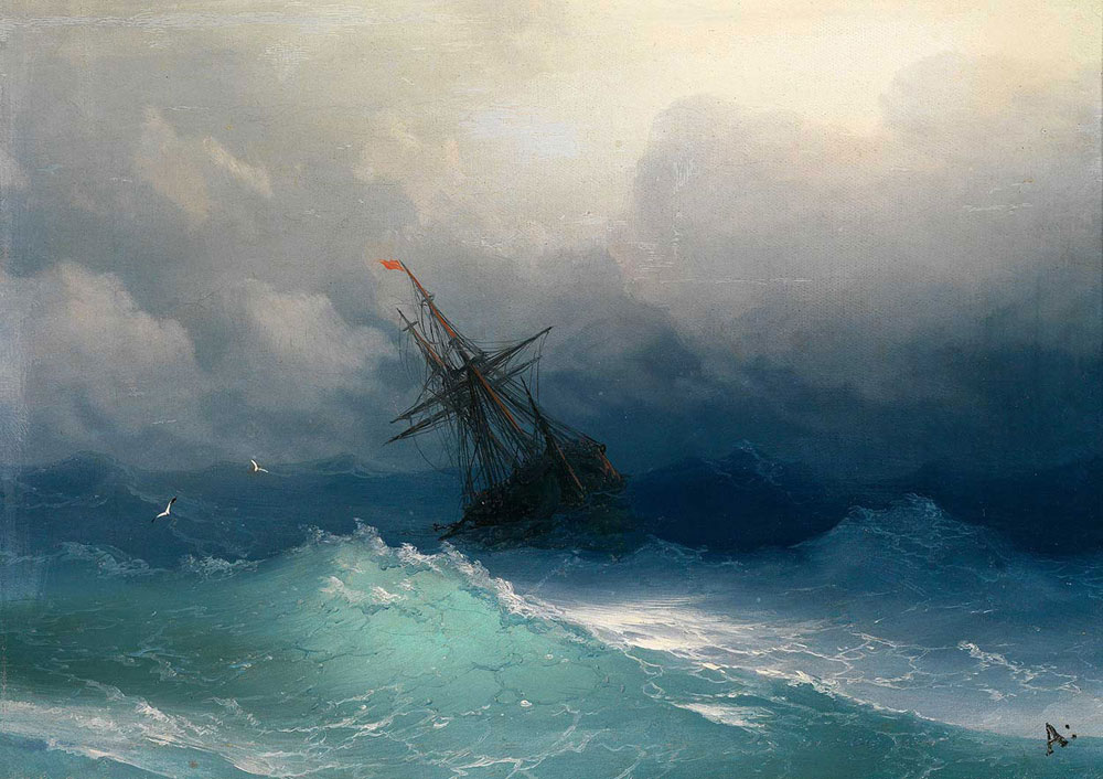 Aivazovsky Fırtınalı Denizde Gemi