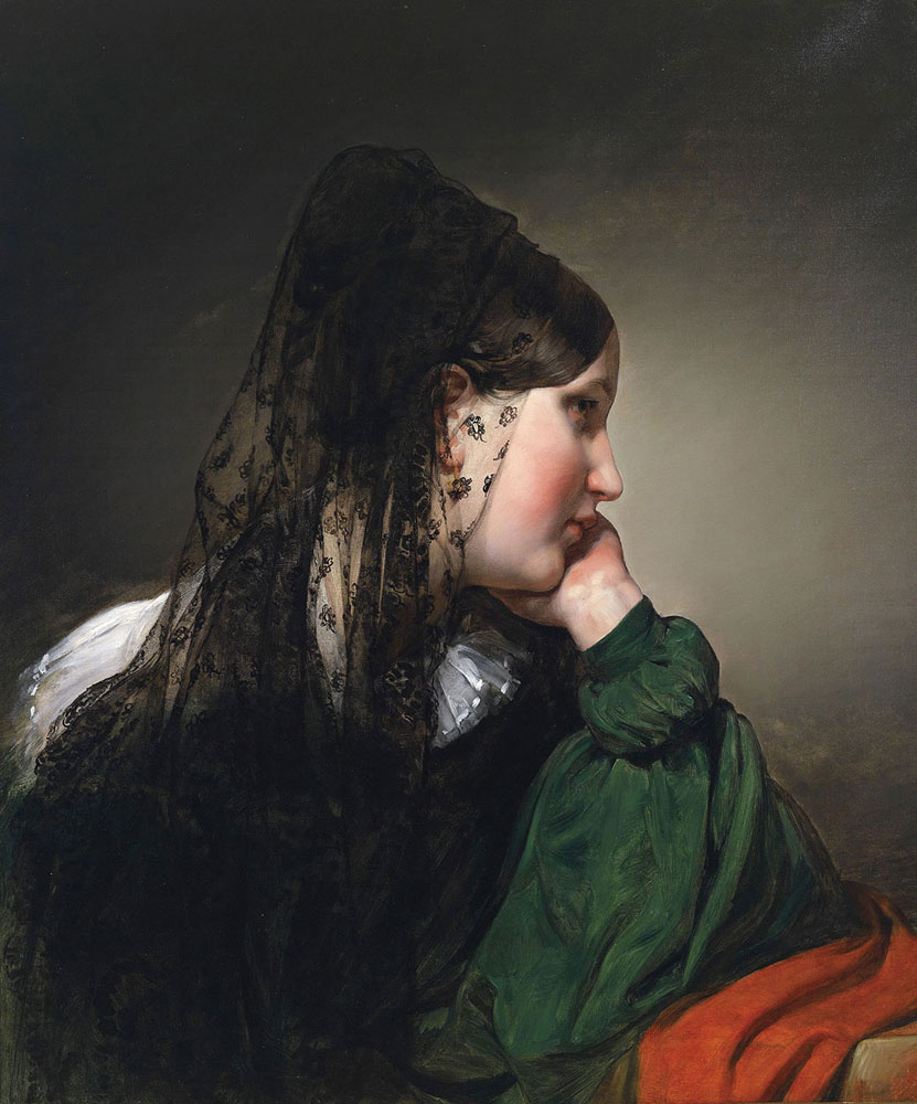 Siyah Eşarplı Kadın, Tarih: 1887, Orijinal Boyut: 72 x 61 cm