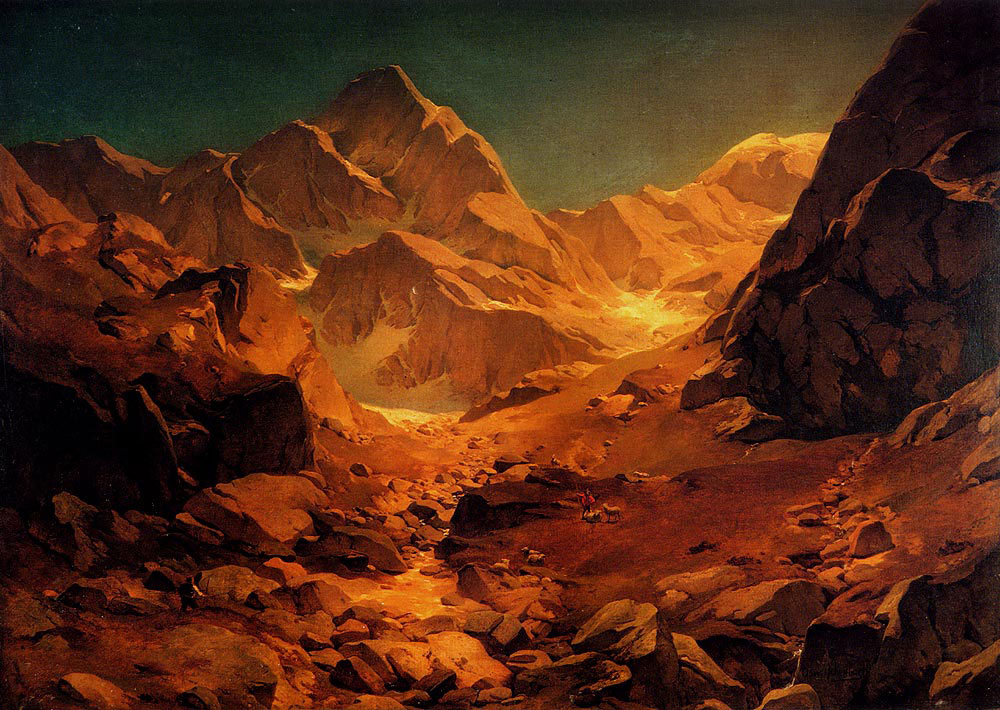 Dağ Manzarası, Teknik: Tuval üzeri yağlıboya, Orijinal Boyut: 100 x 123 cm